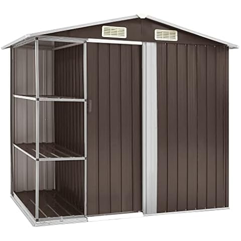 vidaXL Brown Iron Garden Storage Shed Cover