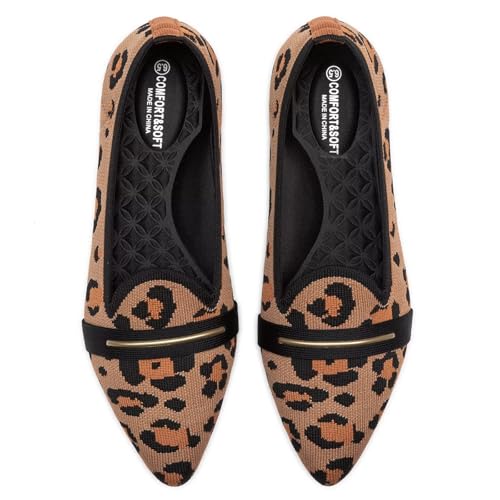 Image of Frank Mully Women's Casual Loafer Flats Slip On Loafer Shoes Comfortable Knit Flat Shoes Classics Pointy Toe Loafer Flats,for Work,Travel