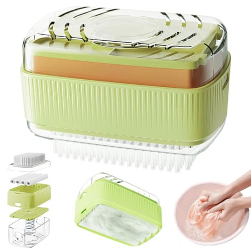 Jabonera Almacenamiento de jabón desmontable con cepillo para ropa y rodillo Contenedor de burbujas con orificios de drenaje Agarre cómodo Caja de lavandería de espuma de plástico para limpiar el con