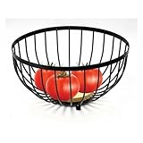 LIN HOME Regalo del Día de la Madre, Cesta de Frutas de Encimera Moderna Black Line con Base de Madera para Cocina, Comedor y Sala de Estar Almacenamiento Decorativo para Frutas, Verduras y Aperitivos