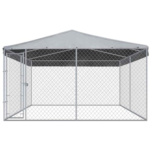vidaXL Outdoor Hundezwinger mit Überdachung 382x382x225 cm Hundehütte Hundekäfig