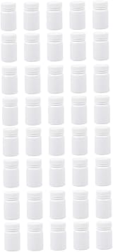 60 pcs Medicine Bottle Storage Holder Pill Capsules Empty Round Container with lid Refillable Bottle. Empty Bottles White polyethylene