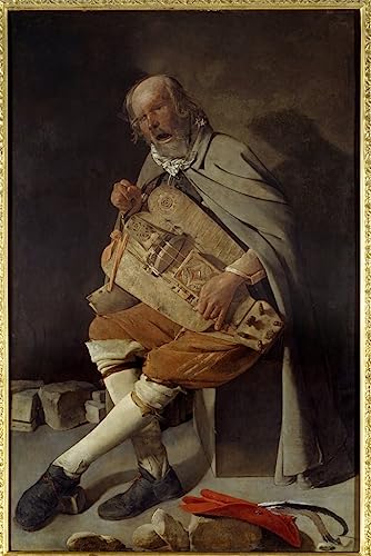 Poster Georges De La Tour impression toile 60x90cm le vieil homme au chapeau