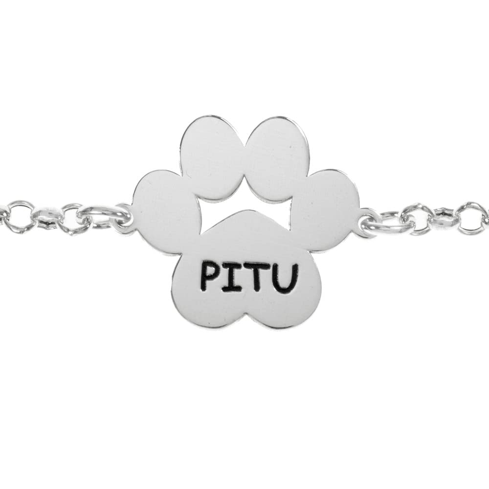 Pulsera huella con nombre de perro personalizado de Plata 925 - Pulsera perro personalizada - Pulsera nombre de perro Plata 925