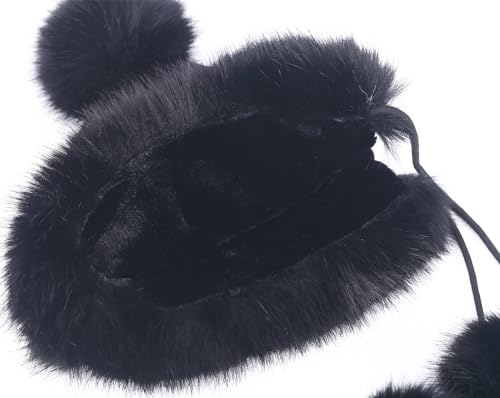 Gorro tejido con pompón de piel sintética para mujer miniatura 6
