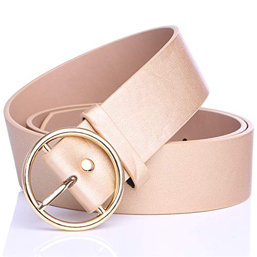 Andongnywell Women Round Buckle Belts Leather Circle Buckle Belt Casual O-Ring-Belt Waistband Sash2