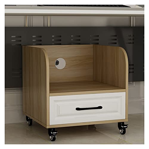 Supporto per stampante a 2 livelli con ruote bloccabili e cassetto salvaspazio multifunzione da scrivania per stampanti e scanner Soluzione di archiviazione mobile per ufficio