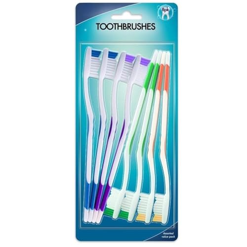 8-Pack Manual Toothbrush Multipack Firm Bristles for Adults Non-Slip Comfort Grip Handles Travel-Friendly Color-Coded Brushes for Family Use Compact Lightweight & Effective Cleaning