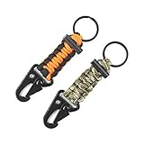DETUCK Paracord Keychain Carabiner 2PCS Pack Survival Paracord Lanyard with Fire Starter
