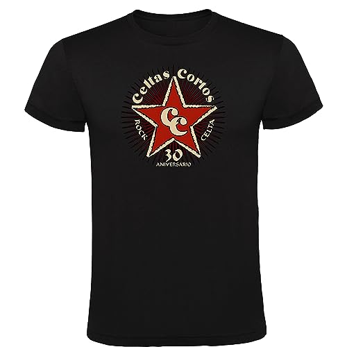 Genérico Camiseta Celtas Cortos Logotipo Negra Hombre 100% Algodón Tallas S M L XL XXL (FR/ES, Letras, M, Regular, Regular, Negro)