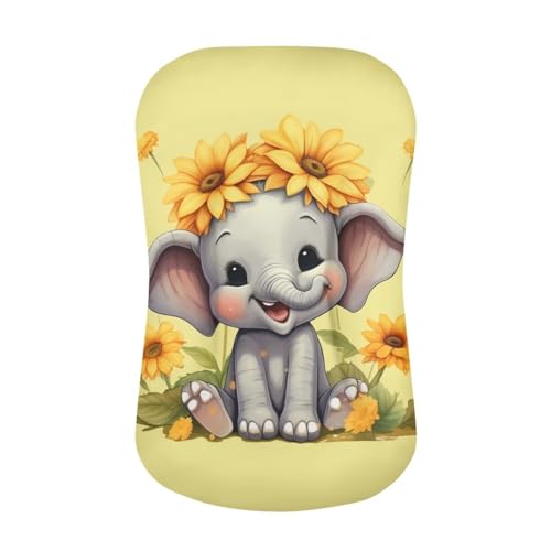 Zanxiantu Sunflower Elephant Soft Pillow Covers Baby Pillow Cover for Newborn Snuggle Me Organic Lounger Cover for Sleep Baby Comfy Loungers Cover