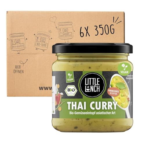 Little Lunch Bio Thai Curry | 100% Bio-Qualität | Vegan | Laktosefrei | Glutenfrei | Ohne zugesetzten Zucker | Keine künstlichen Zusätze | Keine Geschmacksverstärker | 6 x 350g