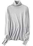 SANGTREE Women's Cashmere Turtleneck Long Sleeves Lightweight Pullover Sweater Light Gray, US...