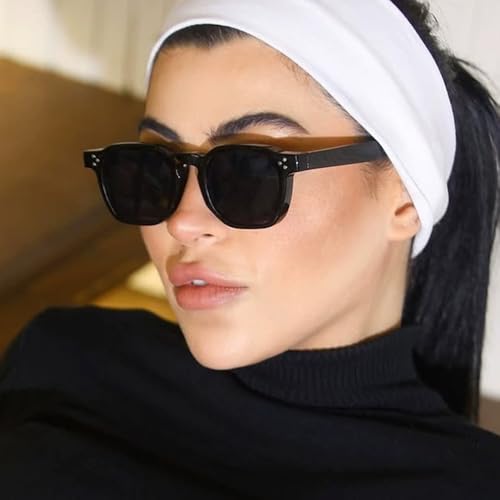 Trendy Vintage Square Thick Framed Sunglasses for Women Men Retro Classic Shades for Outdoor Driving Beach3