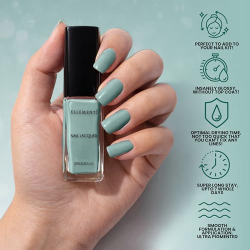 Image of MISTY TEAL Vegan Nail Polish Teal Blue Green Color | Long Lasting Chip Resistant Formula | Quick Dry Glossy Finish | Non Toxic & Cruelty Free Nail Paint for Women | 10 ml