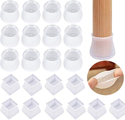 40Pz Silicona Tapas de Patas, Cubierta de protección de Silicona para Muebles para Patas de Silla Funda Protectores de Piso Evita Rasguños Ruido(3-4cm)
