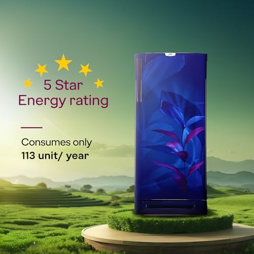 Godrej 185L 5 Star 5 Years Comprehensive Warranty Turbo Cooling Technology | Toughened Glass Shelves | Base Drawer | Single Door Refrigerator (2026 Model, RD 195EN TDI MN BL, Marine Blue) view 2