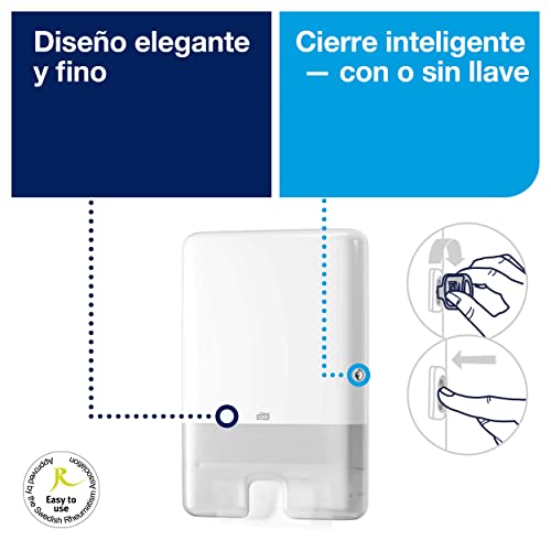 Dispensador Tork 552000 H2 blanco para toallas de mano entreplegadas tamaño grande 2