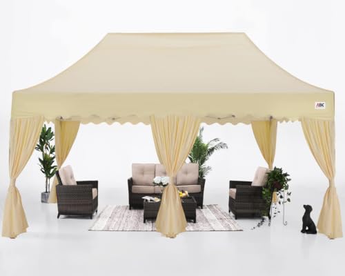 Image of ABCCANOPY Patio Pop Up Canopy Tent with Curtain 10x20 Event-Series (Beige)