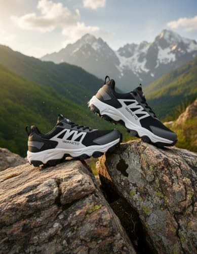 Image of Impakto Edgerunner Men's Hiking & Trekking Shoes | Lightweight & Breathable Outdoor Shoes | Anti-Skid All Terrain Grip | Cushioned Mid Sole | Trek Shoes for Mountain, Trail & Adventure