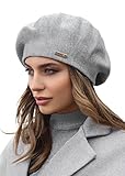 Braxton Grey - Warm Lined Wool Angora Knit Berets - French Paris Hat for Women