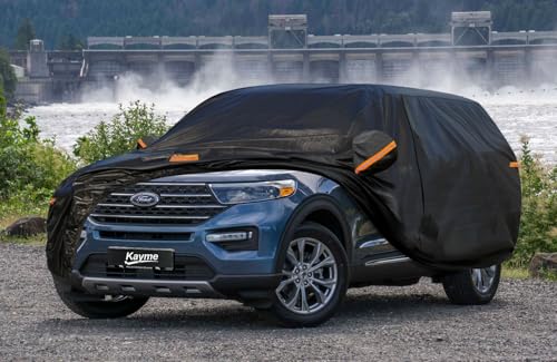 Kayme 7 Layers SUV Car Cover Custom Fit for Ford Explorer (2006-2025) Waterproof All Weather for Automobiles,Outdoor Full Cover Rain Sun UV Protection.Black - Thumbnail 6