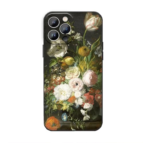 Coque fine pour iPhone 15 Pro fleur de protection antichoc homme femme