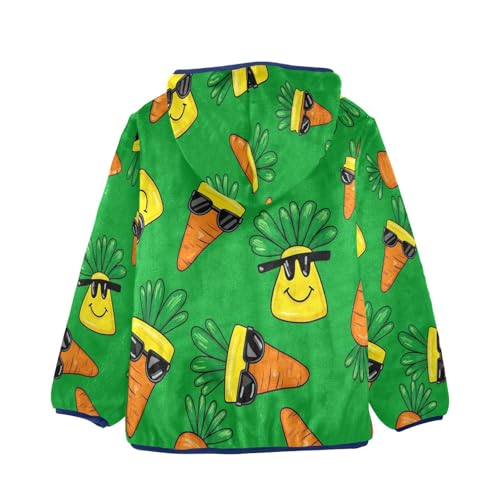 Carrot Pattern with Sunglasses Toddler Fleece Jacket Girl Boys Hooded Fleece Jacket Coat Warm Outwear Zip-up 3-10T2