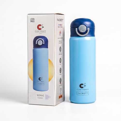 Image of CLAY CRAFT VACBOTT Sonic Pro Double Wall|18 Hours Hot and 24 Hours Cold Water Bottle Vacuum Insulated Flask Bottle|550ml, 1Pcs, Bottle for Home, Office|BPA-Free|BIS Certified|1Year Limited Warranty