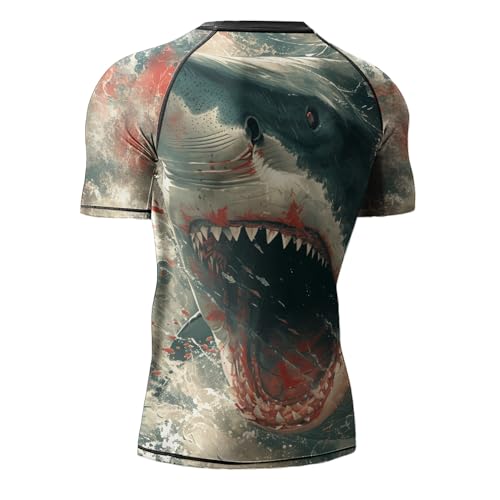 Desantiago Compression Shirt Non See-Through Fabric, Men's Rash Guard Shirts Short Sleeve,2