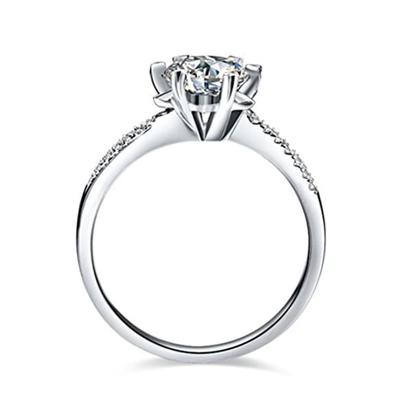 Sterling Silver 1 Carat Snowflake Engagement Ring for Women NSCD Simulated Diamond Ring - Image 3