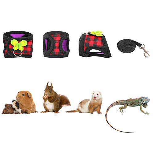 Conjunto de arnês e coleira feito à mão para hamster ratos iguana dragão barbudo bebê furão macio e