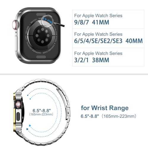 Image of MioHHR Stainless Steel Band with Case for Apple Watch Bands 41mm /40mm /38mm