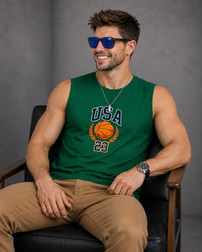 Image of JUGULAR Tank Tops Sleeveless T-Shirt for Men Gym Wear Vest Printed Stylish Round Neck Running for Sports Workout Fitness & Casual or Beach Wear