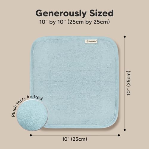Image of 6-Pack Baby Washcloths - Soft Absorbent Viscose from Bamboo Washcloths for Face, Body, Baby Towels for Newborn, Kids, Toddlers, Infant, Gentle on Sensitive Skin, 10x10 Reusable Face Towels (Sky)