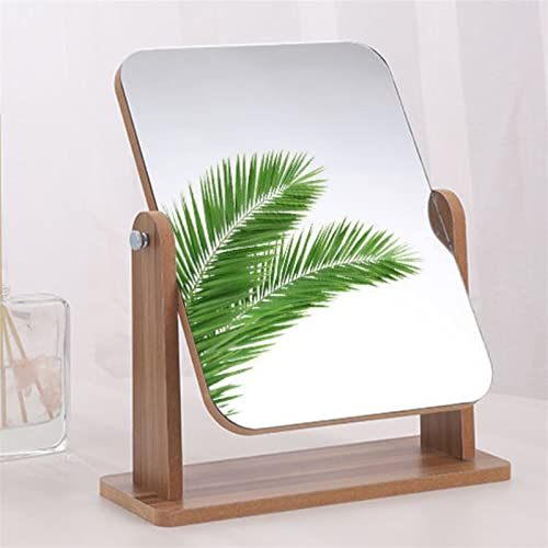 Espejo de tocador pequeño para ahorrar espacio, rectangular de madera portátil 7