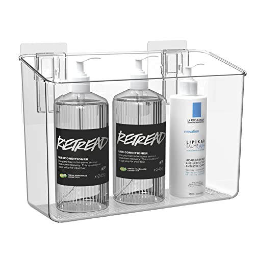 vacane Large Organizing Caddy with 2 Command Strips, Adhesive Wall Mounted Storage Organizer Bins