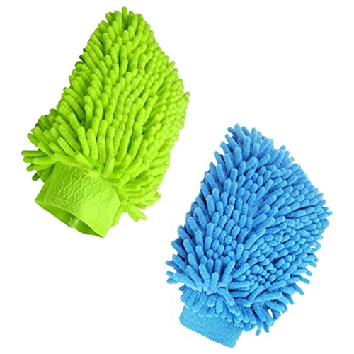 Qiandans 2 Pack Car Wash Mitts Microfiber Wash Gloves Super Absorbent Microfibre Gloves For Cleaning Vehicle Motorcycle Furniture (Random Color) #TOP3