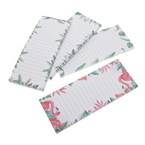 WOONEKY 4個 磁付き冷蔵庫用メモパッド やることリスト買い物メモ帳 磁気吸着可能 壁貼り対応 事務所 家 学校用 綴りの便利なノート