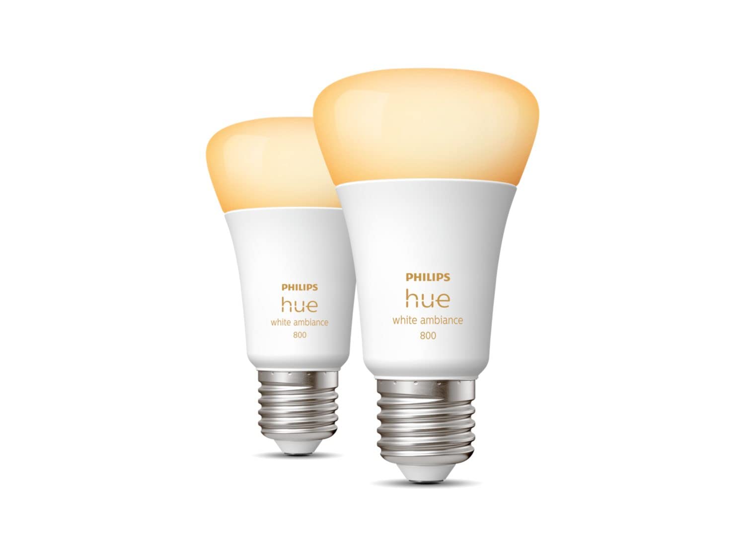 Philips Hue White Ambiance, ampoules LED Connectées E27, équivalent 60W, 800 lumen, Compatible Bluetooth, pack de 2, fonctionne avec Alexa, Google Assistant et Apple Homekit, ancienne génération