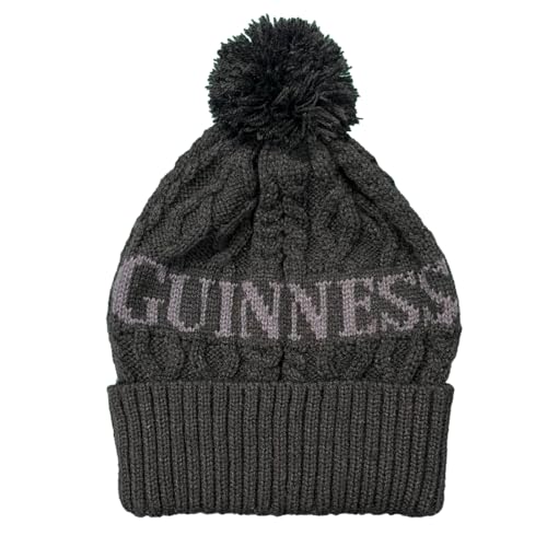 Bonnet à pompon Guinness noir vêtement hiver en maille tricotée confortable homme femme