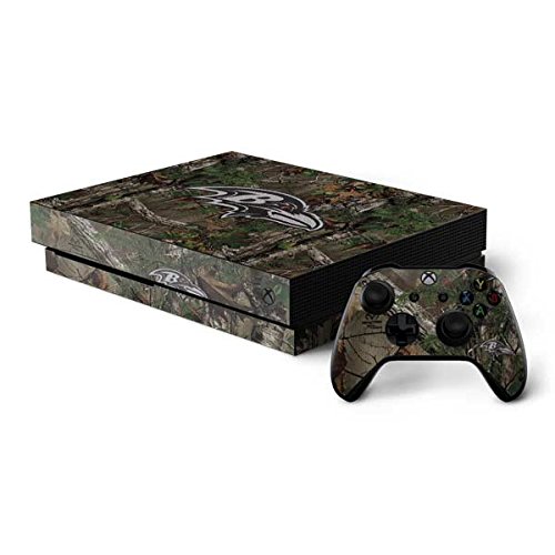 Skinit Decal Gaming Skin Compatible with Xbox One X Bundle - Officially Licensed NFL Baltimore Ravens Realtree Xtra Green Camo Design