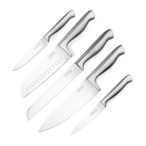 Nirosta STAR-Messer-Set, Verschiedene Messer mit Funktionsteil aus Edelstahl, Premium-Messer mit handlichem Griff, hochwertige Messer für jeden Anlass (Farbe: Silber), Menge: 1 x 5er Set Nirosta STAR-Messer-Set, Verschiedene Messer mit Funktionsteil aus Edelstahl, Premium-Messer mit handlichem Griff, hochwertige Messer für jeden Anlass (Farbe: Silber), Menge: 1 x 5er Set