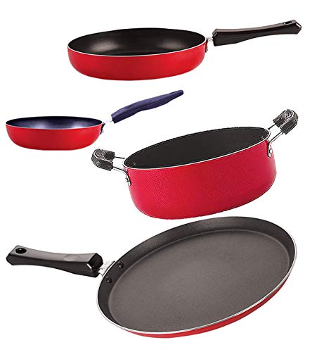 Image of Nirlon Non Stick Aluminium Chemical Free Kitchen Item Set of 4 Pieces (FT13 FP11 CVG CS24)