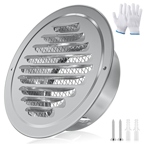 HG Power 150mm Grille de Ventilation en Inox Aération Ronde avec Moustiquaire Grille Aeration pour Intérieur et Extérieur Entrées et Sorties d'air Murales...