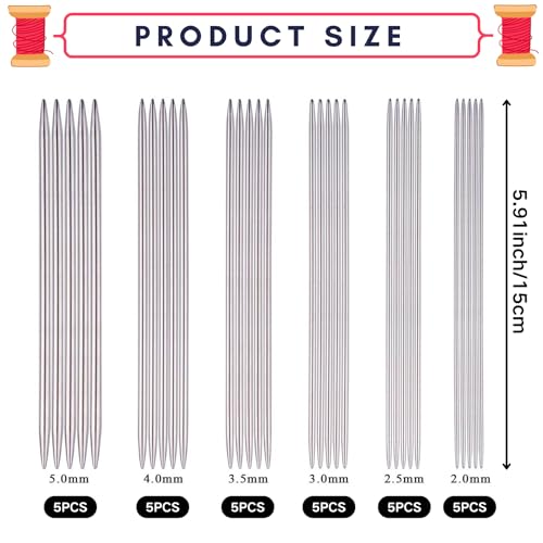 OMZSXK Edelstahl Nadelspiel Set 30tlg 2-5mm – Bild 2