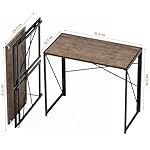 Coavas Folding Desk 31.5 inch Foldable Small Portable Computer Desks, Spaces Saving Writing Sturdy Table for Bedroom, Home Office, Dorm, Apartment, Pre Assembled, Brown - Image 3