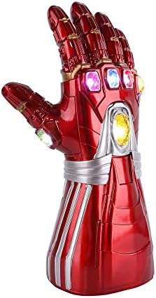 New Iron man Infinity Gauntlet, Iron Man Glove LED Light up with Removable Magnet Infinity Stones Red Kid Size, X-Large