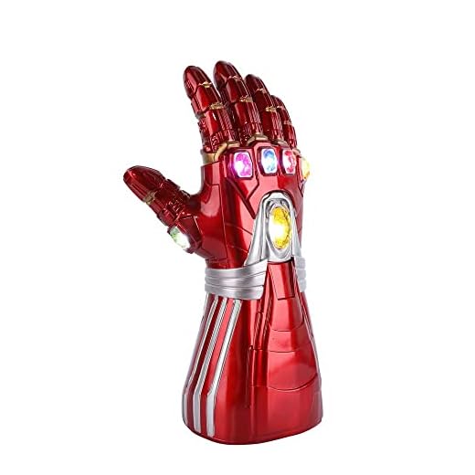 New Iron man Infinity Gauntlet, Iron Man Glove LED Light up with Removable Magnet Infinity Stones Red Kid Size, X-Large