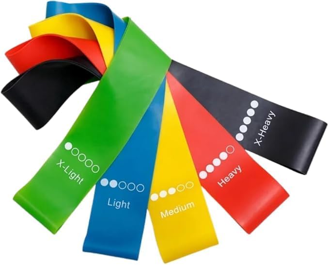 Kit com 5 Faixas Elásticas para Treinos e Exercícios mini band de Alongamento Fitness, Para Fortalec...